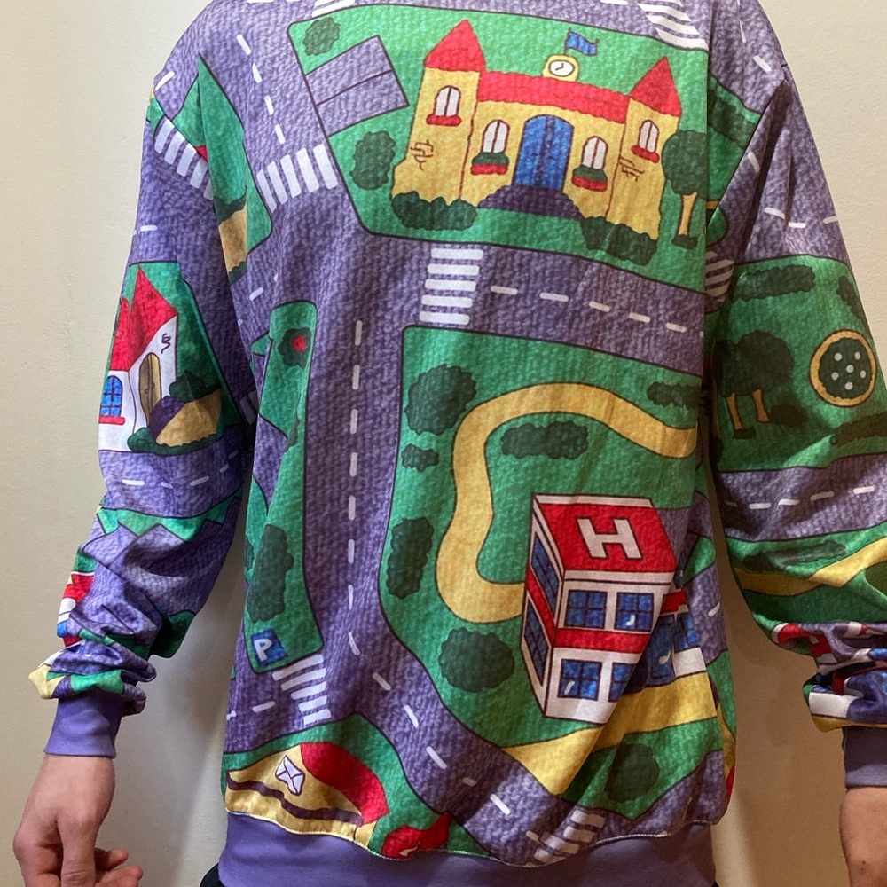 Cartoon road mat sweater